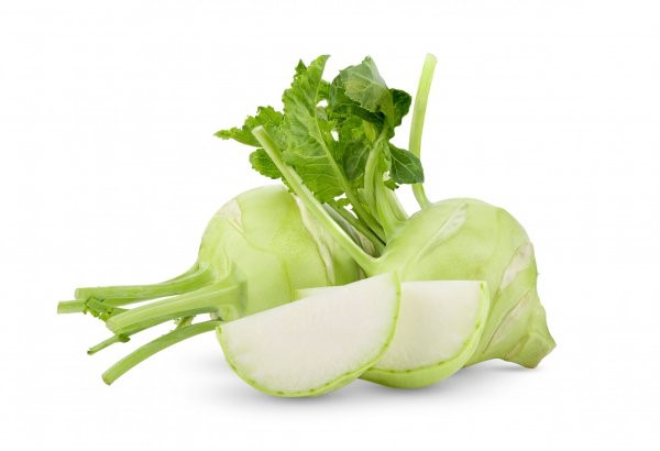 Fresh,Kohlrabi,With,Green,Leaves,On,Isolated,White,Backround.,Full