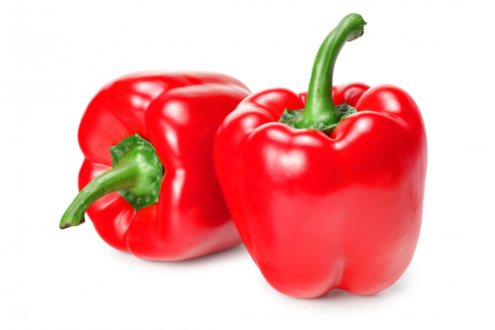 Two,Red,Sweet,Bell,Peppers,Isolated,On,White,Background
