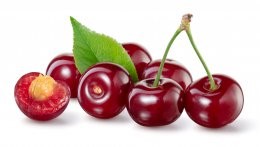 Cherry,Isolated.,Sour,Cherry.,Cherries,With,Leaves,On,White.,Sour