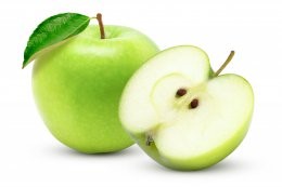 Green,Apple,With,Green,Leaf,And,Cut,In,Half,Slice