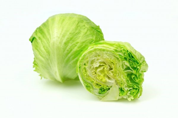 Iceberg,Lettuce,And,One,Cut,Half,,On,White,Background.