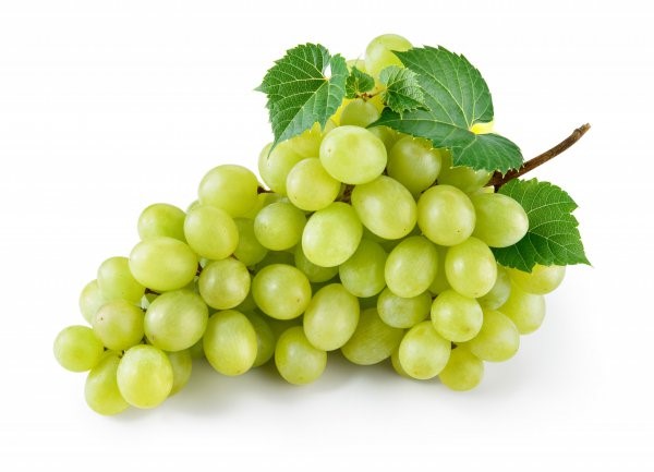 Green,Grape,With,Leaves,Isolated,On,White.,With,Clipping,Path.